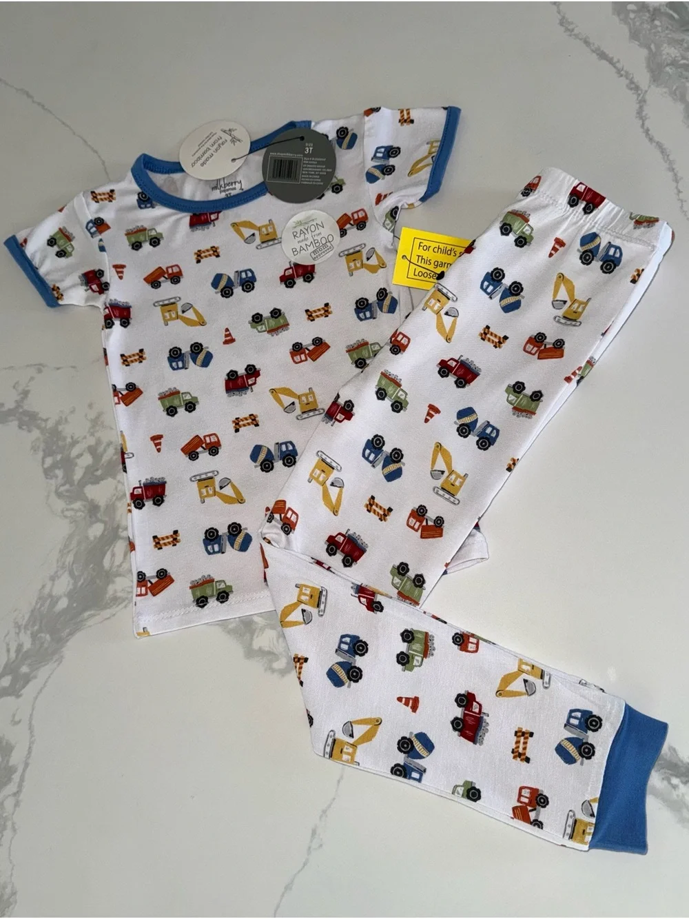 Milkberry Toddler Boys Construction Trucks Pajama Set Snug Fit 3T